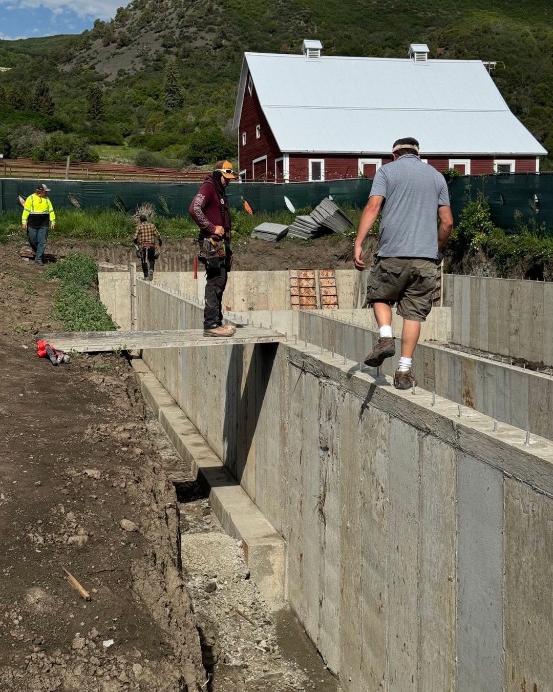 Hector’s crew prepping for plates next week. Exciting to finally be getting out of the ground on the Farm Collaborative’s new learning center!